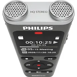 Philips DVT2075 Diktiergerät, metallisches Graphitgrau, mattes Schwarz, Silber