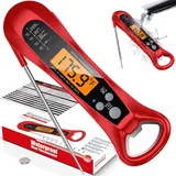 Alesily IP67 Wasserdicht Fleischthermometer ±0.5°C Genau Küchenthermometer 1-3s Reaktionszeit Bratenthermometer Einstichthermometer für Braten, Wein, BBQ-schwarz