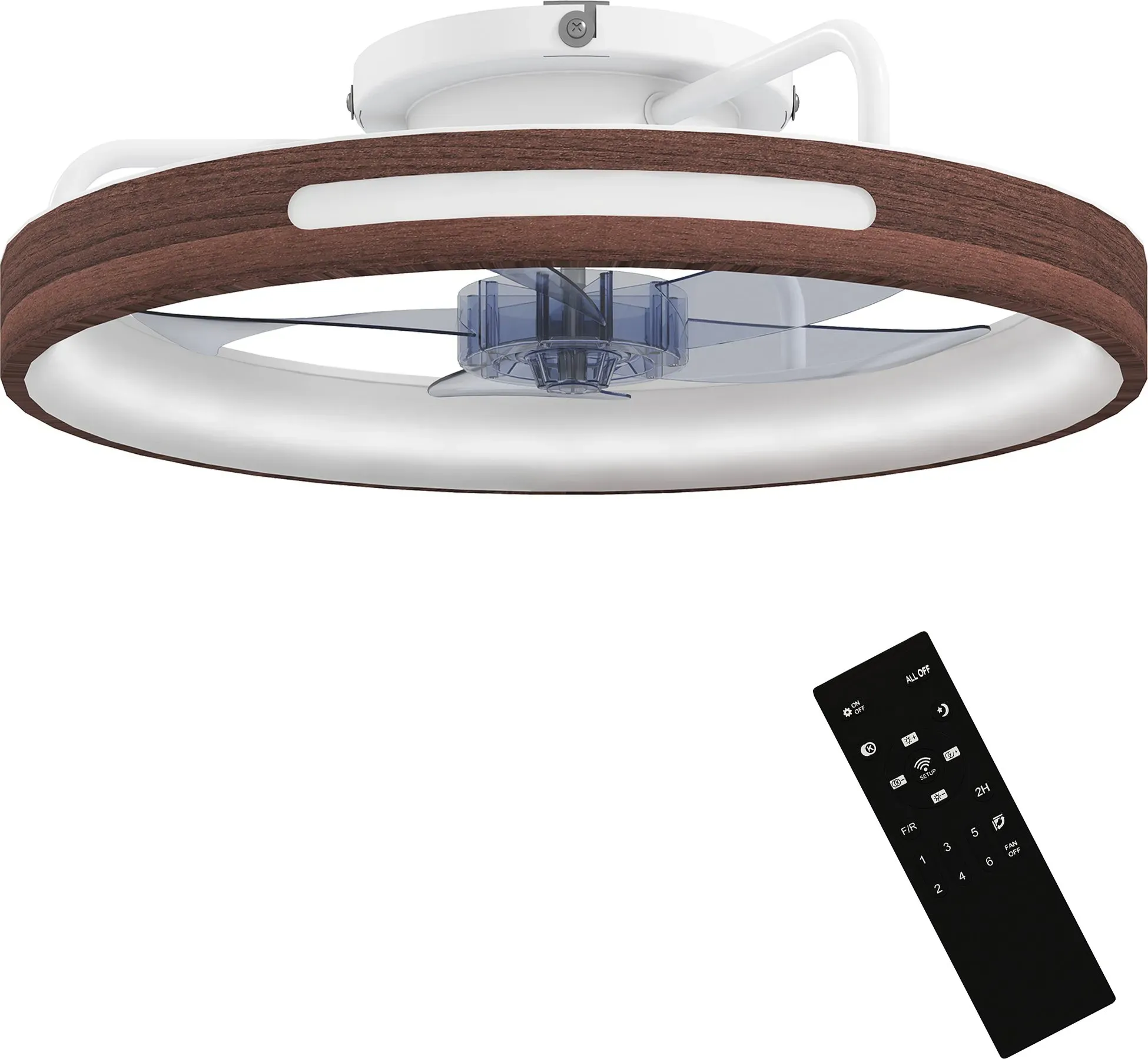 HOMCOM Deckenventilator mit LED-Licht 40 W, reversibler DC-Motor, leiser Deckenventilator mit Lampe, Fernbedienung, 6 Geschwindigkeiten, 3 Farben, Timer, für Wohnzimmer, Ø49 cm, Teak   Aosom