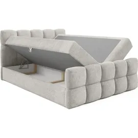 Fun Möbel Boxspringbett Schlafzimmerbett SATINE 120x220cm Stoff Coral Dunkelbeige