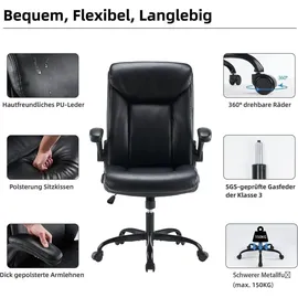 luxuskollektion Ergonomischer Bürostuhl PU Leder Schwarz