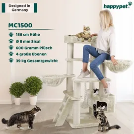 Happy Pet HAPPYPET Kratzbaum große Katzen XXL, Katzenbaum Deckenhoch, Stabil und Massiv mit Sisalsäulen und Dicker Bodenplatte, Ideal für Schwere