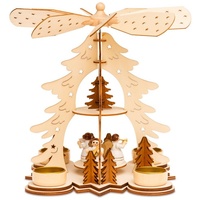 SIKORA Weihnachtspyramide P27 Baum Engelkapelle für Teelichte H:26cm