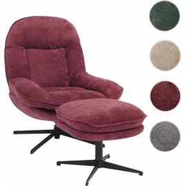 MCW Relaxsessel MCW-P32 Chenille 370 g/m2 70 x 70 x 70 cm Beere mit Hocker