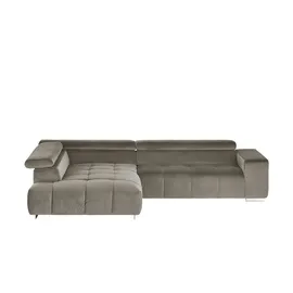 U N O Sports uno Ecksofa aus Samt Origo ¦ grau ¦ Maße (cm): B: 308 H: 70 T: 225.0