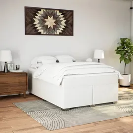 vidaXL Boxspringbett mit Matratze Weiß 140x200 cm Kunstleder