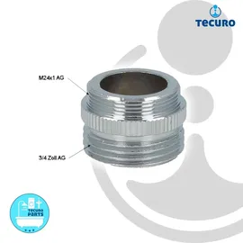 tecuro Adapter für Armaturen M24x1 auf 3/4 Zoll, verchromt