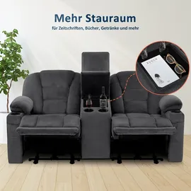 MCombo M MCombo Elektrisch 2 Sitzer Sofa mit Schlaffunktion, 2er Relaxsofa mit Taste 150° Verstellbar, Kinosessel mit Liegefunktion, Konsole & usb &