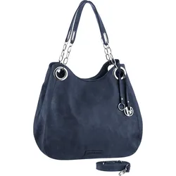 Henkeltasche BRUNO BANANI, Damen, Gr. B/H/T: 34cm x 30cm x 16cm, blau, Lederimitat, Taschen, mit Schmuckanhänger und silberfarbenen Details