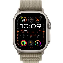 Apple Watch Ultra 2 GPS + Cellular 49 mm Titangehäuse natur, Alpine Loop olive S