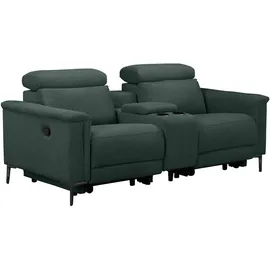 OTTO home 2-Sitzer OTTO HOME "LUND, Kinosofa, Relaxfunktion, TV-Sessel, manuell/elektrisch (USB-A)", grün (dunkelgrün), B:195cm H:97cm T:99cm, Webstoff 100% Polyester, Sofas, Kopfteilverstellung, Getränkachhalter, u. Staufach