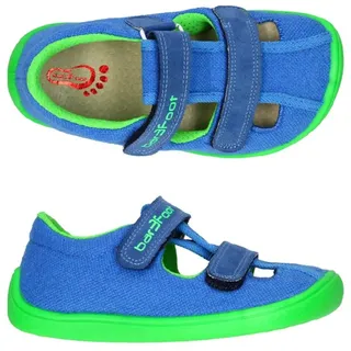 Bačkůrky sandály plátěnky 3F 3BE25/2R bar3foot super flexi modré barefoot, suchý zip - Blau - 31
