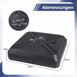 komfotteu Schirmständer HDPE 81 x 81 x 19 cm Schwarz