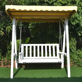 Melko Hollywoodschaukel Weiß Gartenschaukel Hängesitz mit Dach