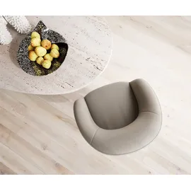 DeLife Drehstuhl Vinka-Flex mit Armlehnen Echt-Leder Schlamm Kreuzgestell breit Edelstahl 360° drehbar Taschenfederkern