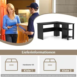 Costway Schreibtisch L-Form, 130... x 130 x 74 cm Schwarz