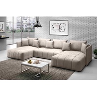Furnix Wohnlandschaft U-Form-Sofa ANDORE U Wohnzimmersofa mit Schlaffunktion und Bettkasten, Maße 345x93x177 cm, Liegefläche: 136 x 331 cm beige