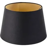 QAZQA Baumwolllampenschirm schwarz 32/25/18 mit Goldenem Interieur,