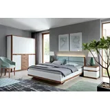 Xlmoebel Schlafzimmer-Set Vollständiges Schlafzimmer Set mit Bett, 2 Nachttischen, (4-tlg., 4tlg. Schlafzimmer Set (Bett + 2x Nachttische + Kleiderschrank)(TRK), Hergestellt in Europa weiß