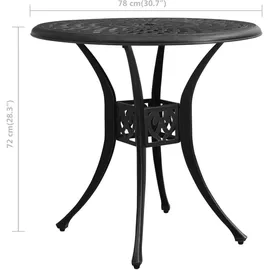 vidaXL Gartentisch Ø 78 x 72 cm Schwarz