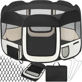 Tectake tectake® Welpenauslauf, faltbar, für Innen- und Außenbereich 115 x 115 x 64 cm, inklusive Tragetasche und Heringe