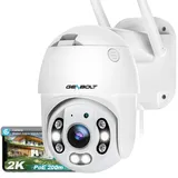 GENBOLT 2,5K Überwachungskamera Aussen WLAN, 2,4/5GHz WiFi Kamera Outdoor, Kabellose Dome PTZ CCTV IP Camera Outdoor mit Licht, 355°/90° Schwenkbar Automatische Verfolgung Sicherheitskamera außen