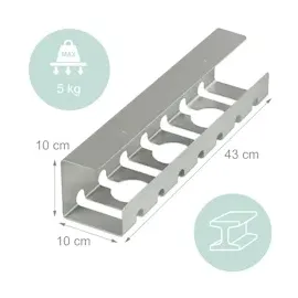 Relaxdays Kabelkanal Schreibtisch, 2er Set, Kabelmanagement, HBT: 10 x 43 x 10 cm, Zubehör zum Fixieren, Silber