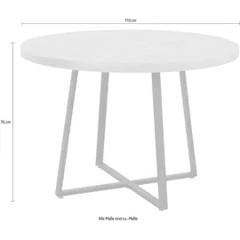 Home Affaire Esstisch HOME AFFAIRE "Anja, TOPSELLER", beige (natur, schwarz, eiche), B:110cm H:76cm T:110cm, Tische, Esstisch, Durchmesser 110 cm, Skandi Design, Metallgestell