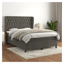 vidaXL Boxspringbett mit Matratze Dunkelgrau 140x200 cm Samt