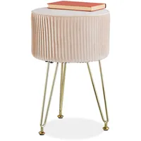 Relaxdays Hocker Samt, Haarnadelbeine, gepolsterter Sitzhocker, H x D:
