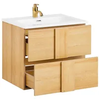 SoBuy Waschbeckenunterschrank mit Waschbecken und 2 Schubladen Natur BZR172-N