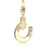 Nenalina Hufeisen, Kleeblatt 925 Silber, mit Kristallen von Swarovski", gold, | Gr.: onesize
