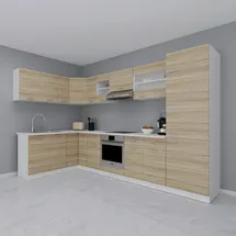 VCM Winkelküche Esilo L-Form 328 x 178 cm weiß/sonoma-eiche