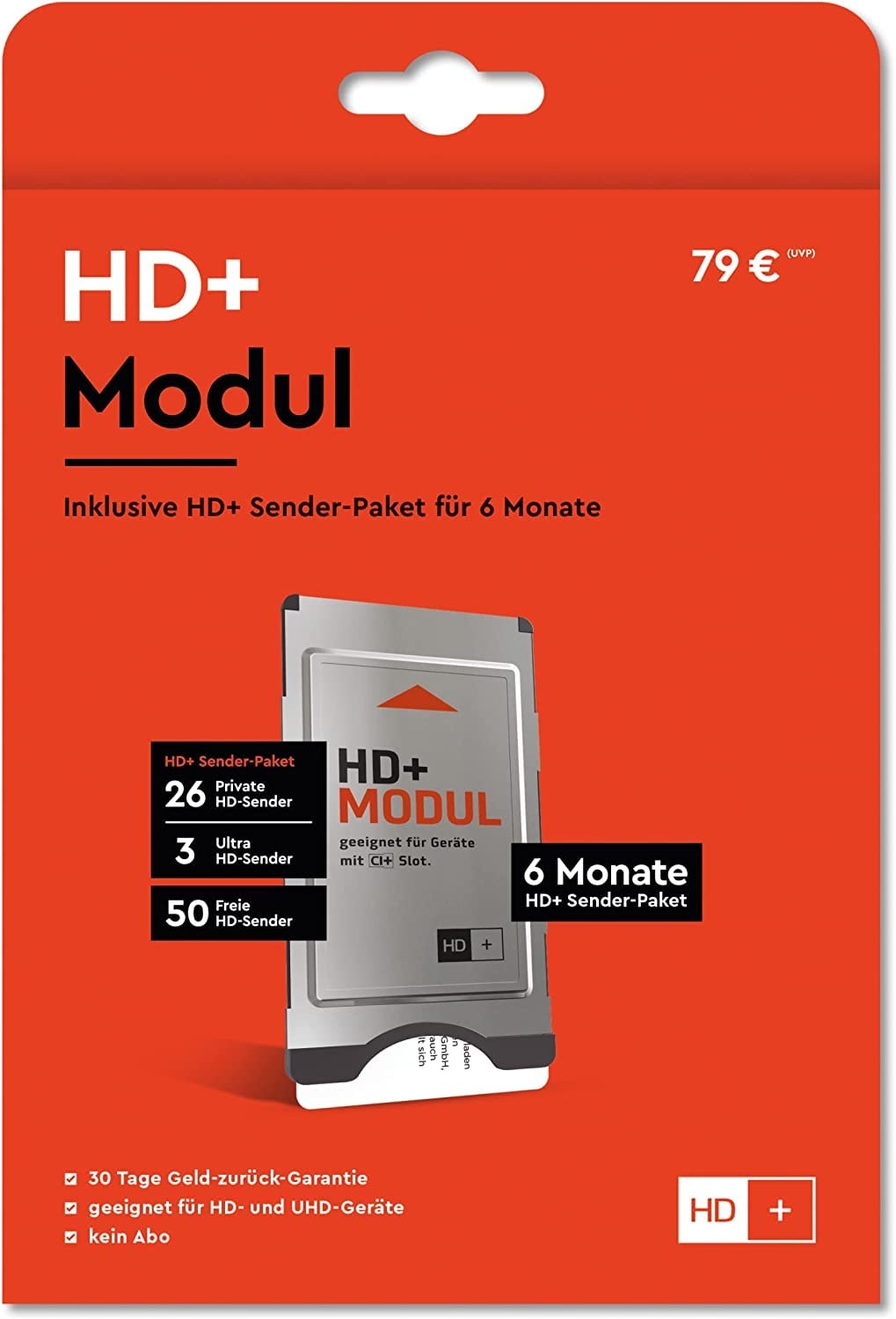 HD PLUS CI+ Modul für 6 Monate (inkl. HD+ Karte, bedingt geeignet für UHD, nur für Satellitenempfang)