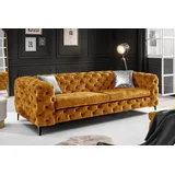 Riess-Ambiente Chesterfield Sofa Samt 3-Sitzer Senfgelb