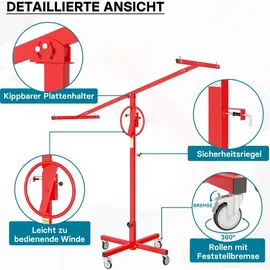 XPOtool Plattenheber Metall bis max. 40 kg Höhe 170-290 cm mit 4 Rädern