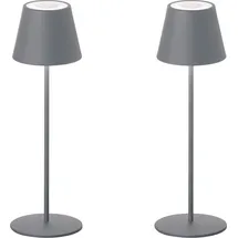 meineWunschleuchte 2er SET Outdoor Akku Tischlampen Grau ohne Kabel Mit RGB Höhe 38cm