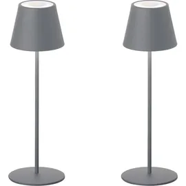 meineWunschleuchte 2er SET Outdoor Akku Tischlampen Grau ohne Kabel Mit RGB Höhe 38cm