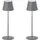 meineWunschleuchte 2er SET Outdoor Akku Tischlampen Grau ohne Kabel Mit RGB Höhe 38cm