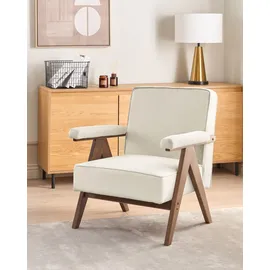 Beliani Sessel EVJE Stoff 65 x 81 x 57 cm Beige mit Kissen