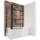 Schulte Duschwand Mit Seitenwand Black Style - Breite: 80 Cm, Höhe: 140 Cm, Glas: 5 Mm Sicherheitsglas Dekor Atelier 1, Profil: Matt Schwarz, Passend Für Wannentiefe: 69-71 Cm - Schulte