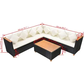 vidaXL Polyrattan Lounge-Set schwarz/cremeweiß