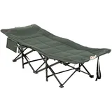 Outsunny Feldbett Campingbett Campingliege Klappbett mit Becherhalter Grau