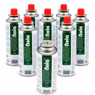 NOLA Gaskartusche 8X 227g passend für Gaskocher und Geräte mit Bajonett-Ventil Anschluss (MSF-1a) | Butan | Campinggas für Camping/Outdoorküchen/Notfälle 707 (8)