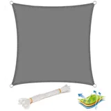 Woltu Sonnensegel Rechteck HDPE 300 x 300 cm Grau
