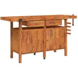 vidaXL Werkbank mit Schubladen Schraubstöcken 162x62x83 cm Akazienholz