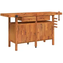 vidaXL Werkbank mit Schubladen Schraubstöcken 162x62x83 cm Akazienholz