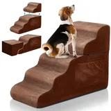 Abbylike Hundetreppe für Hochbett, abnehmbare 2-3-5-stufige Rampe für kleine Hunde, mit braungrauem, waschbarem Bezug, 21,6 - 57,6 cm, rutschfest, ausgewogene Hundetreppe für kleine, große alte Hunde,