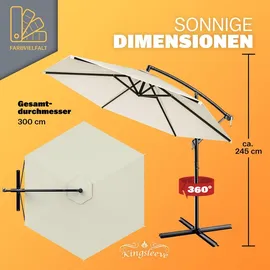 Kingsleeve Ampelschirm Alu Ø 300 cm creme inkl. Ständer