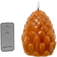 DRW Set mit 4 Kerzen Ananas aus Wachs mit LED und Fernbedienung, Bonbonfarben, 10 x 10 x 13 cm